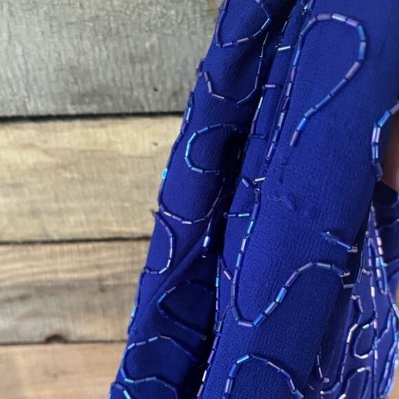 Life & Style Blue Beaded and Sequin Dress Size Small - Picture 8 of 9